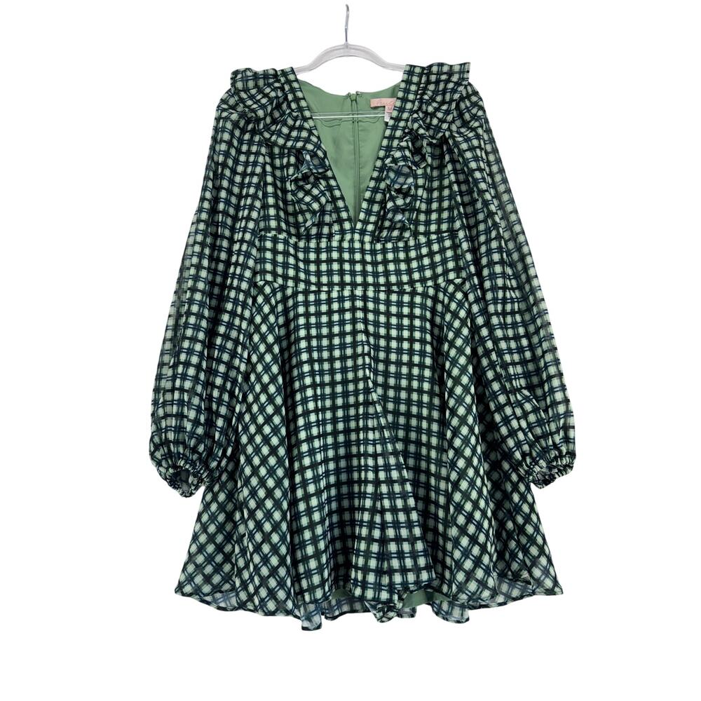 Anthropologie butch plaid green jumper dress pockets lined chic versatile M - Picture 2 of 10